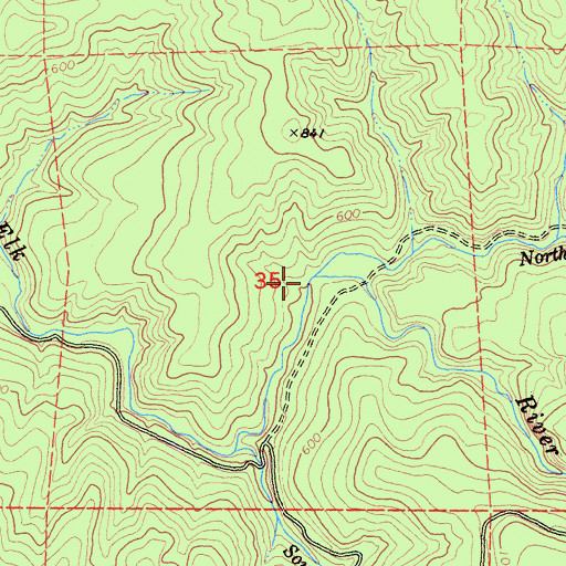Topographic Map of North Branch North Fork Elk River, CA