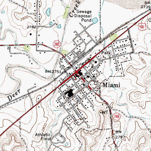 Topographic Map of Miami Roberts County Volunteer Fire Department Station 2, TX