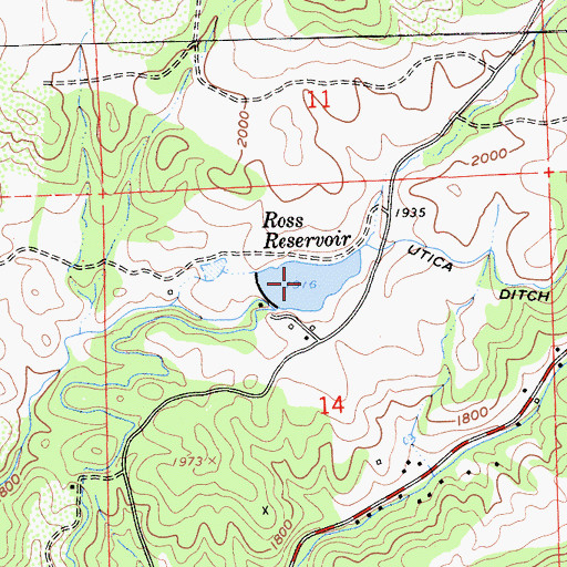 Topographic Map of Ross Reservoir, CA