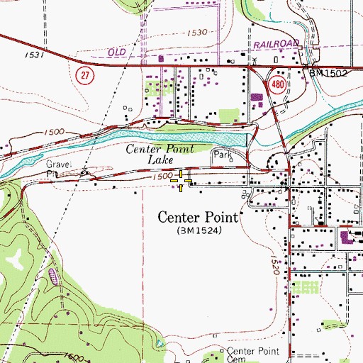 Topographic Map of Center Point Volunteer Fire Department, TX