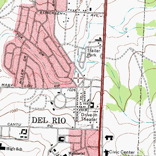 Topographic Map of Del Rio Fire and Rescue Station 2, TX