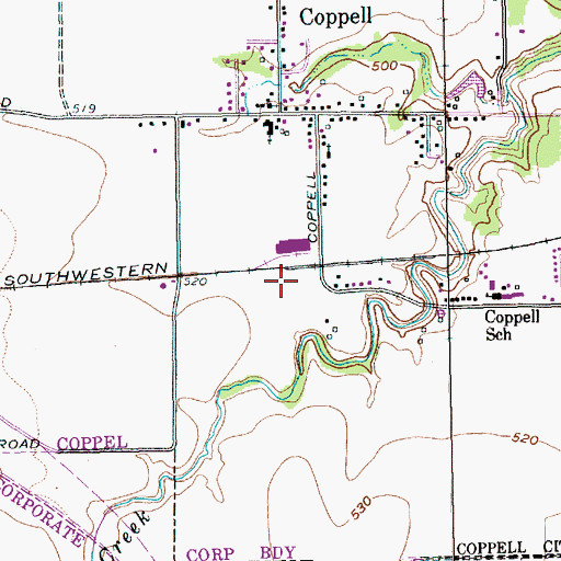 Topographic Map of Coppell Fire Department Station 1, TX