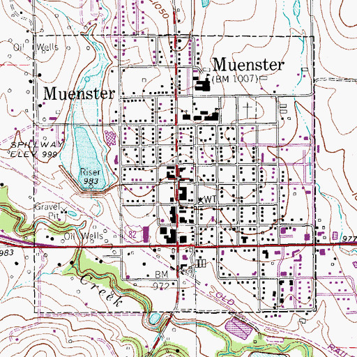 Topographic Map of Muenster Volunteer Fire Department, TX