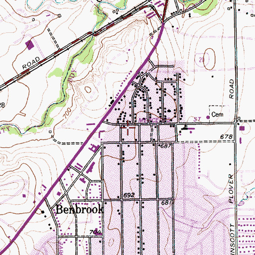 Topographic Map of Benbrook Fire Department, TX