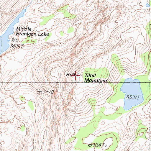 Topographic Map of Tiltill Mountain, CA