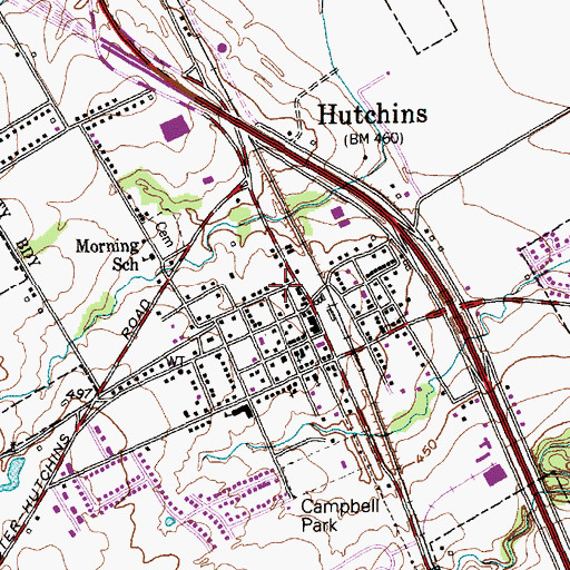 Topographic Map of Hutchins Fire and Rescue, TX