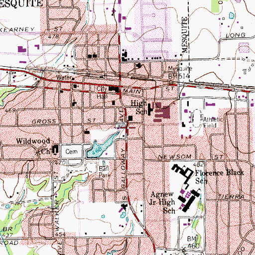 Topographic Map of Mesquite Fire Department Station 1, TX