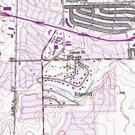 Topographic Map of Edgecliff Village Fire Department, TX