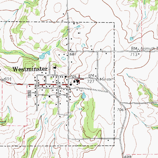 Topographic Map of Westminster Volunteer Fire Department, TX