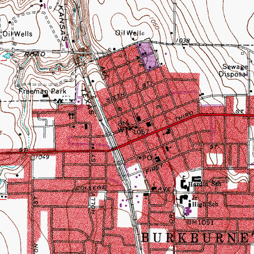Topographic Map of Burkburnett Fire Department Station 1, TX