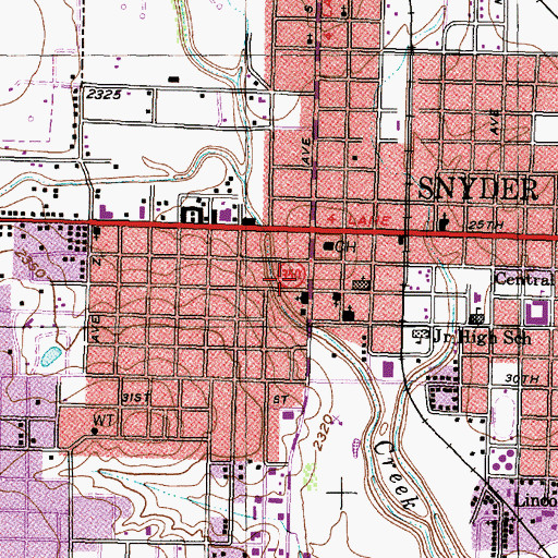 Topographic Map of Snyder Fire Department, TX