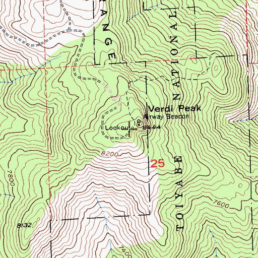 Topographic Map of Verdi Peak, CA