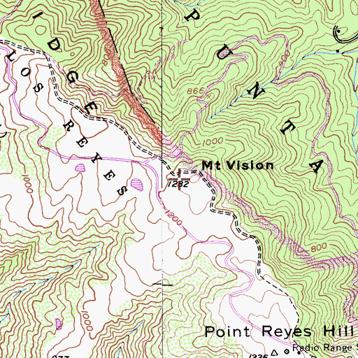 Topographic Map of Mount Vision, CA