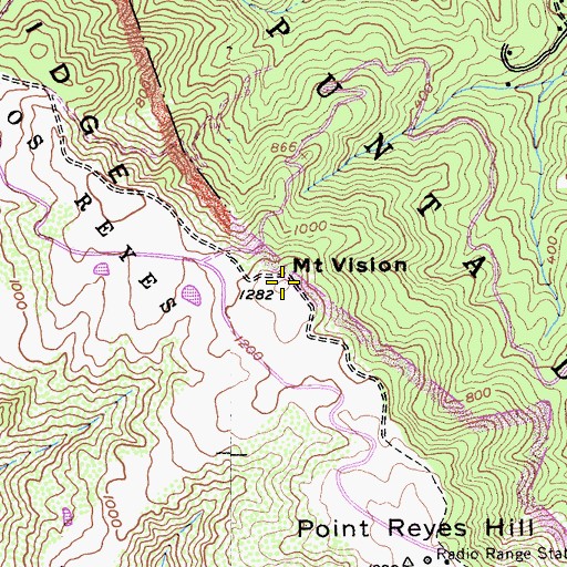 Topographic Map of Mount Vision, CA