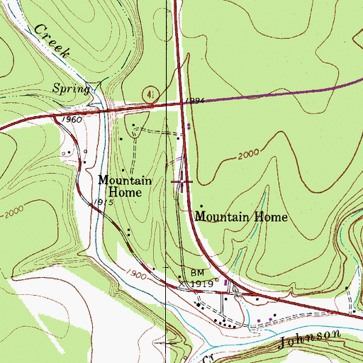 Topographic Map of Mountain Home Volunteer Fire Department, TX
