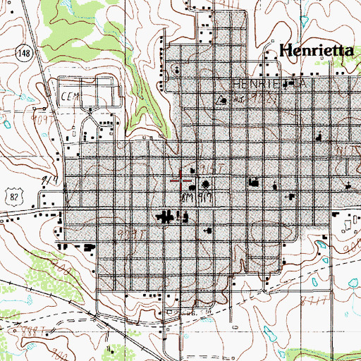 Topographic Map of Henrietta Volunteer Fire Department, TX