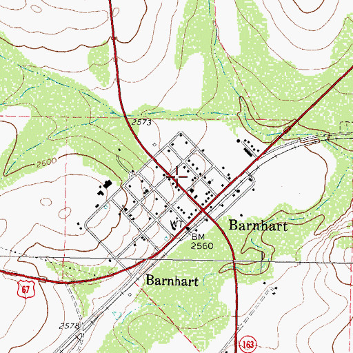 Topographic Map of Barnhart Volunteer Fire Department, TX