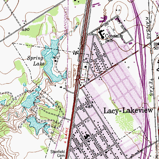 Topographic Map of Lacy Lakeview Fire Department Substation, TX
