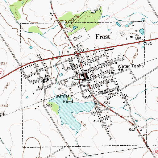 Topographic Map of Frost Volunteer Fire Department, TX