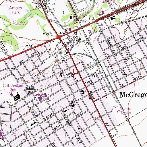 Topographic Map of McGregor Volunteer Fire Department, TX