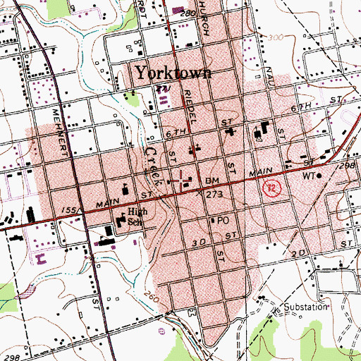Topographic Map of Yorktown Volunteer Fire Department, TX