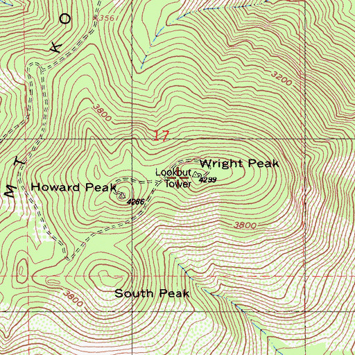 Topographic Map of Wright Peak, CA