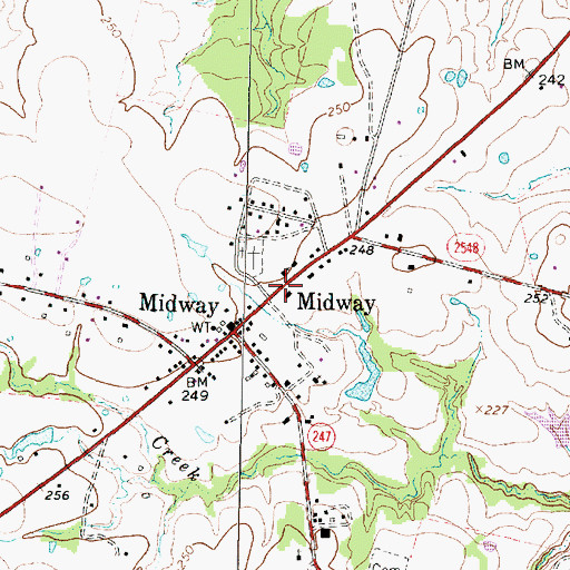 Topographic Map of Midway Volunteer Fire Department, TX