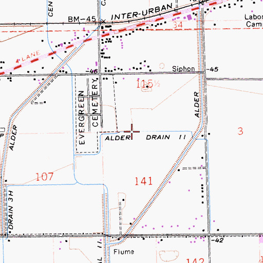 Topographic Map of Alder Drain Eleven, CA