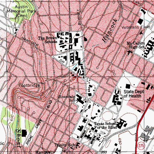Topographic Map of Austin Fire Department Station 12, TX