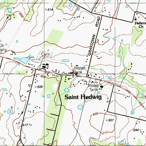 Topographic Map of Saint Hedwig Volunteer Fire Department, TX