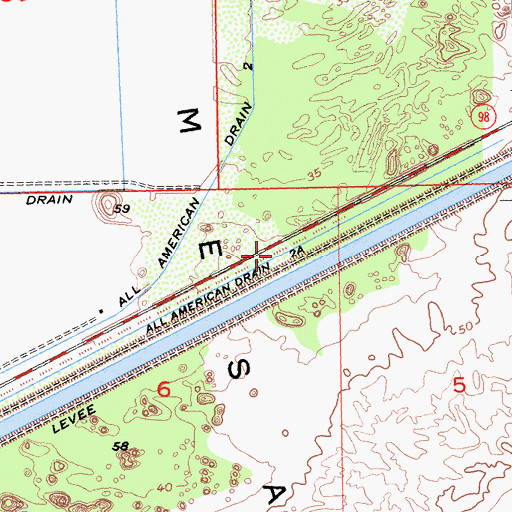 Topographic Map of All American Drain Two, CA