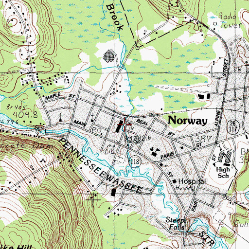 Topographic Map of Norway Fire Department, ME