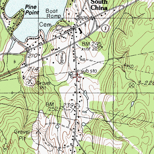 Topographic Map of China Volunteer Fire Department South China Station, ME