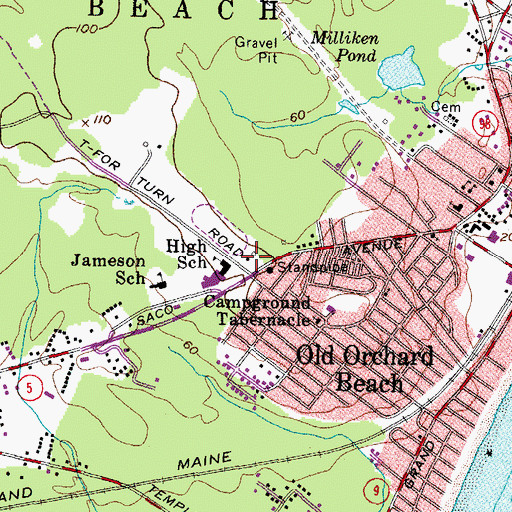 Topographic Map of Old Orchard Beach Fire Station, ME