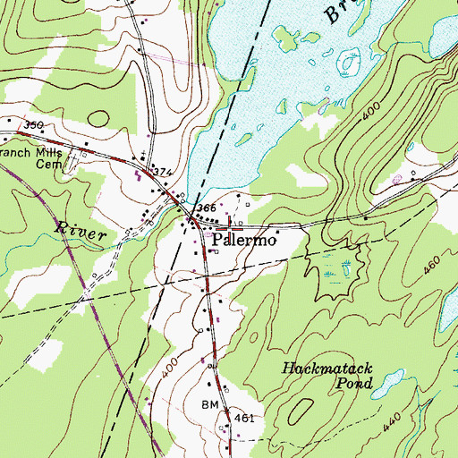 Topographic Map of Palermo Volunteer Fire Department Central Station, ME