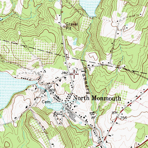 Topographic Map of Monmouth Volunteer Fire Department North Station, ME
