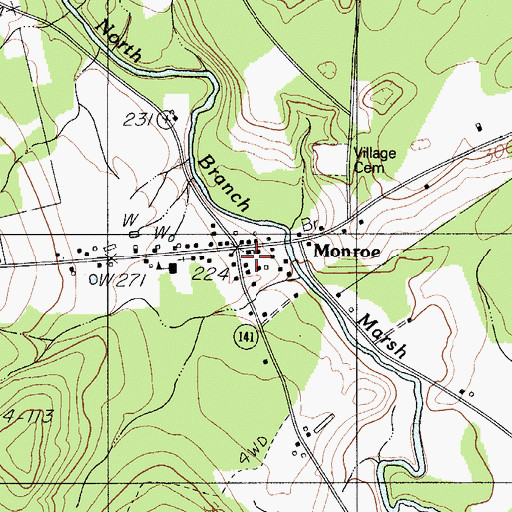 Topographic Map of Monroe Volunteer Fire Station, ME