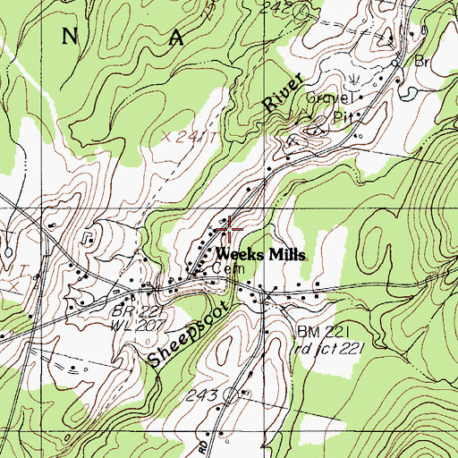 Topographic Map of China Volunteer Fire Department Weeks Mills Station, ME