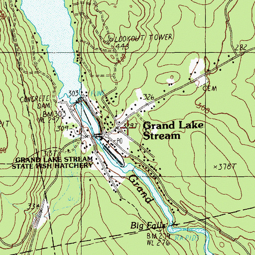 Topographic Map of Grand Lake Stream Volunteer Fire Department, ME