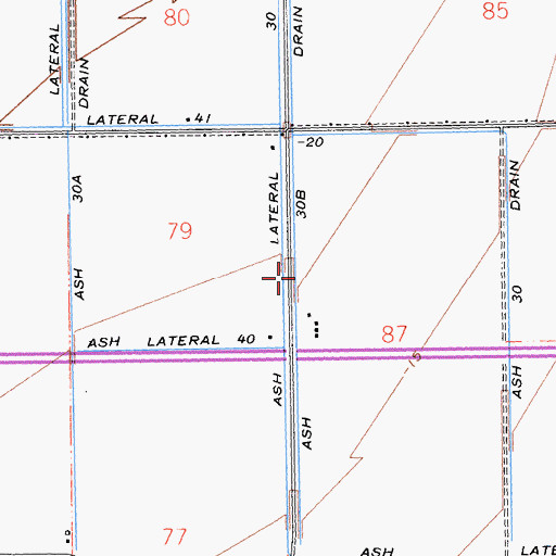 Topographic Map of Ash Thirty B Drain, CA