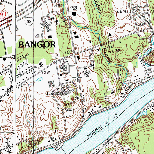 Topographic Map of Bangor Fire Department Station 5, ME