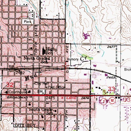 Topographic Map of Broken Bow Fire Department Station 2, NE
