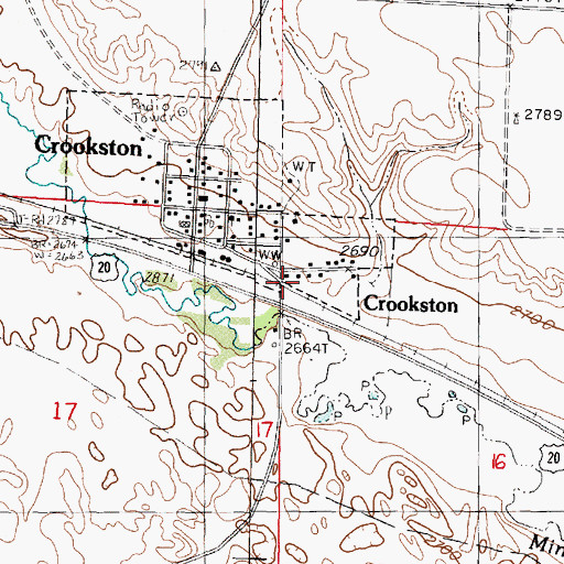 Topographic Map of Crookston Fire Department Satellite Station, NE