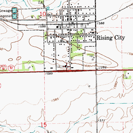 Topographic Map of Rising City Volunteer Fire Department Station 2 Headquarters, NE