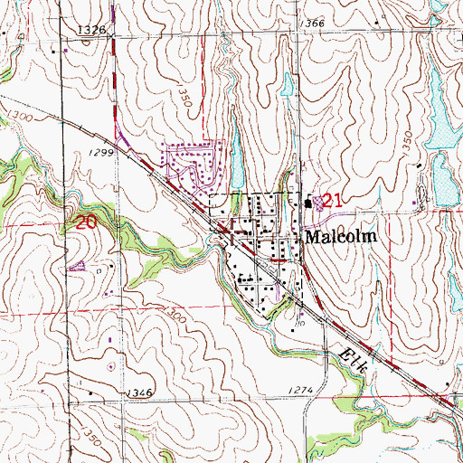 Topographic Map of Malcolm Volunteer Fire and Rescue, NE