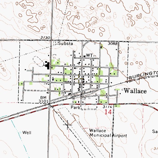 Topographic Map of Wallace Rural Fire District, NE