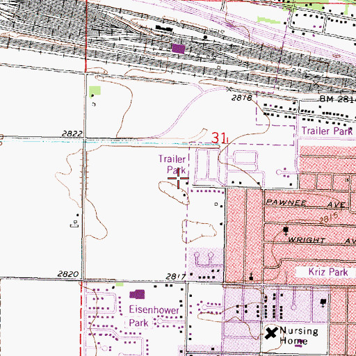 Topographic Map of North Platte Fire Department Station 3, NE