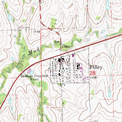 Topographic Map of Filley Rural Fire Protection District, NE
