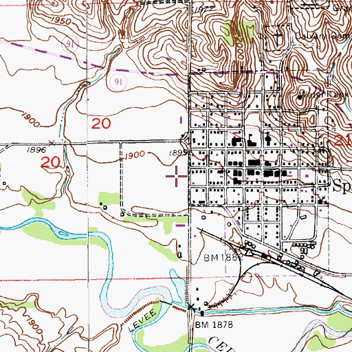 Topographic Map of Spalding Volunteer Fire and Rescue, NE