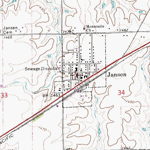 Topographic Map of Jansen Rural Fire Department, NE